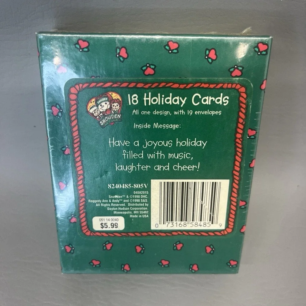 Raggedy Ann & Andy Snowden & Friends 18 Holiday Cards Sealed Vintage 90s lot